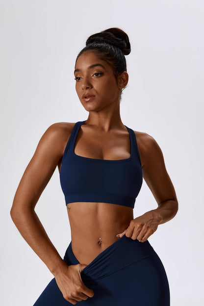 Athena Square Neck Sports Bra - Navy