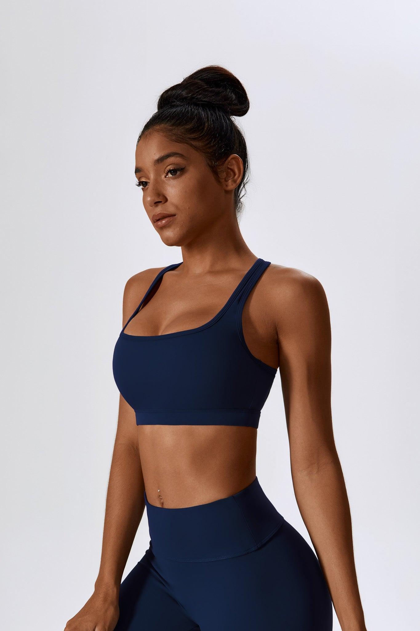 Athena Square Neck Sports Bra - Navy