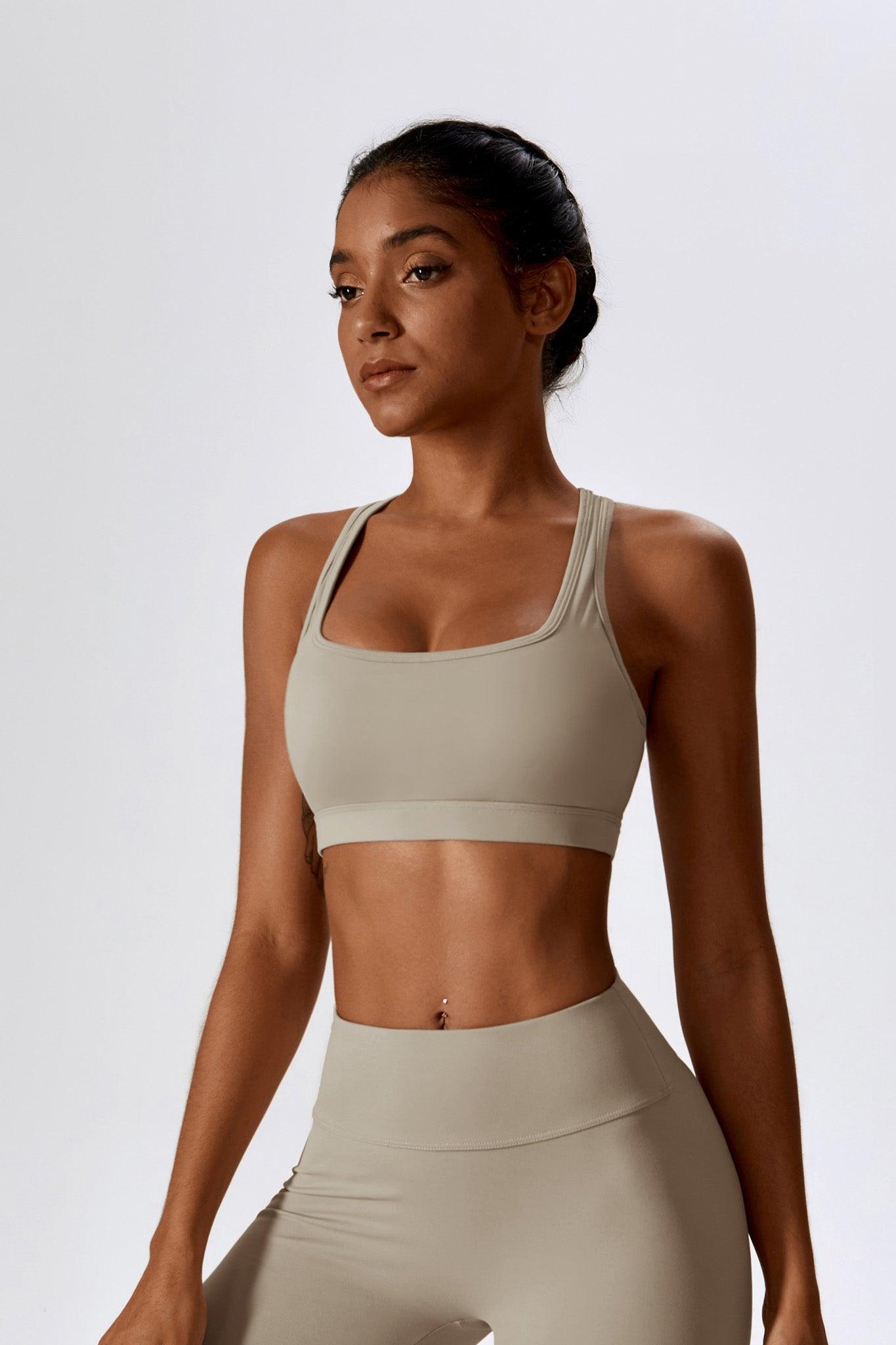 Athena Square Neck Sports Bra - Nude