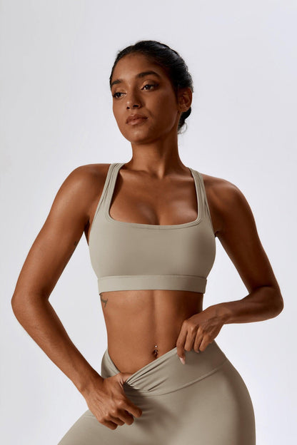 Athena Square Neck Sports Bra - Nude