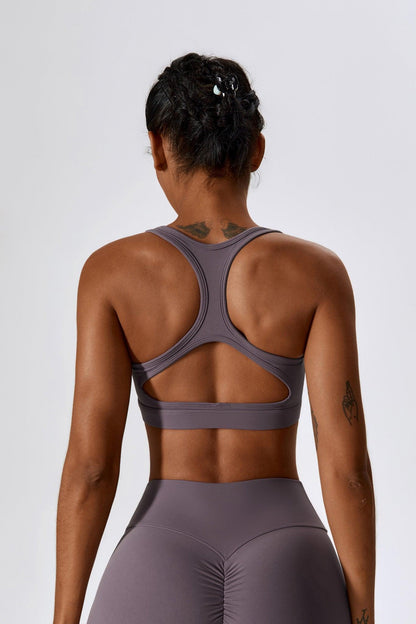 Athena Square Neck Sports Bra - Taupe