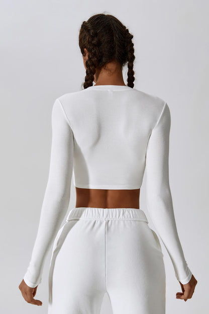 Madison Long Sleeve Crop Top - White