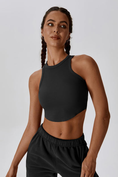 Madison Sleeveless Crop Top - Black