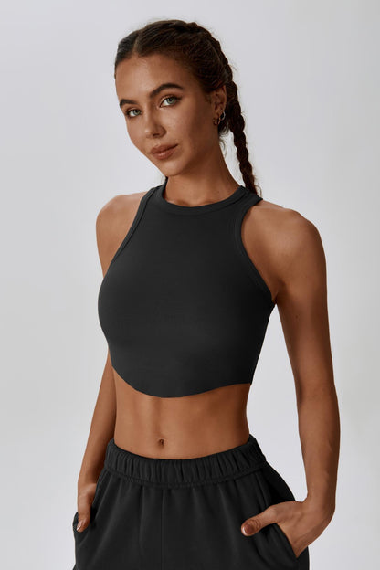 Madison Sleeveless Crop Top - Black