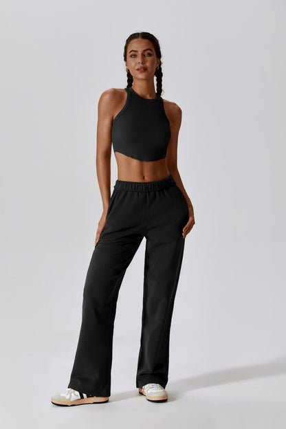 Madison Sleeveless Crop Top - Black