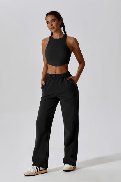 Madison Sleeveless Crop Top - Black