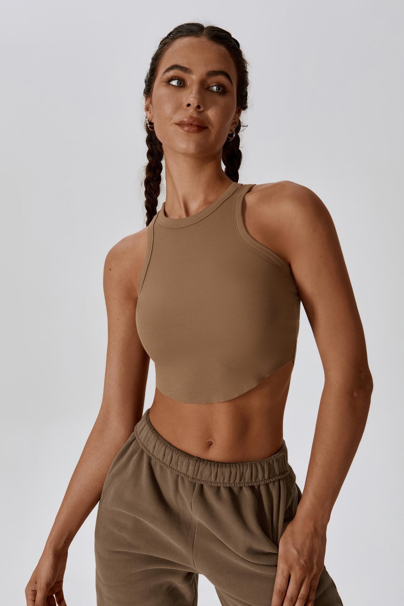 Madison Sleeveless Crop Top - Mocha