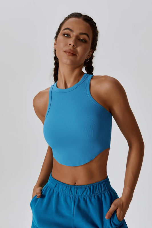 Madison Sleeveless Crop Top - Ocean Blue