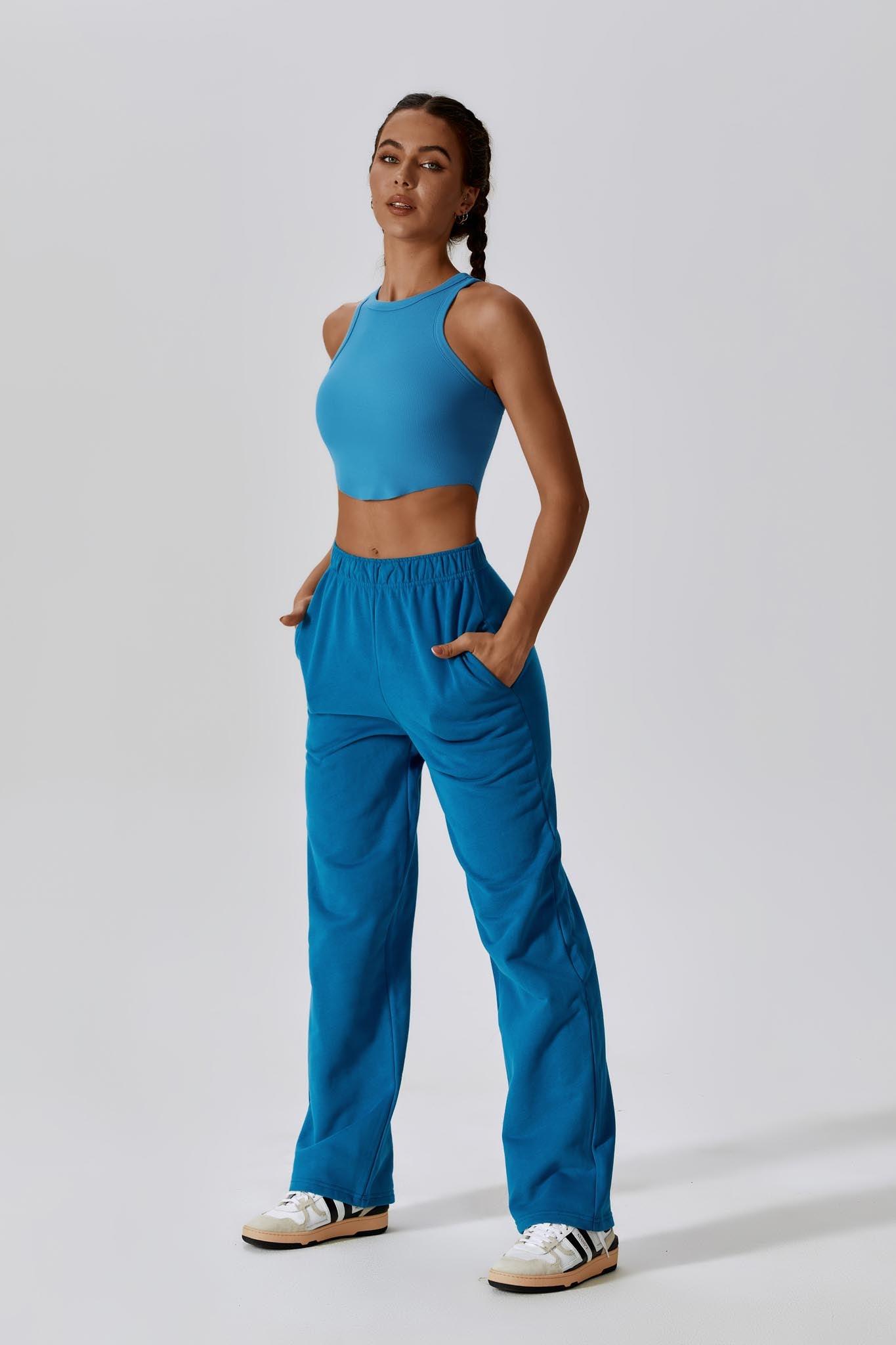 Madison Sleeveless Crop Top - Ocean Blue