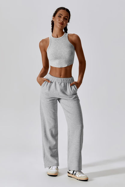 Madison Sleeveless Crop Top - Rhino Grey