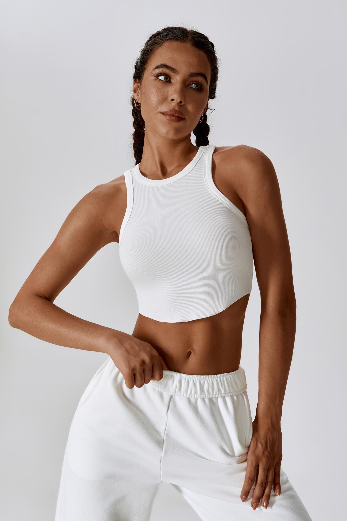 Madison Sleeveless Crop Top - White