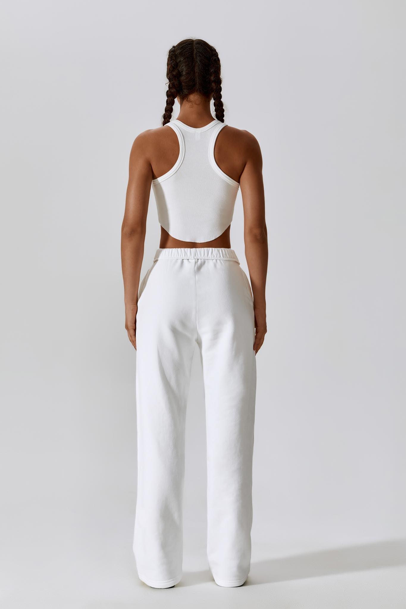 Madison Sleeveless Crop Top - White