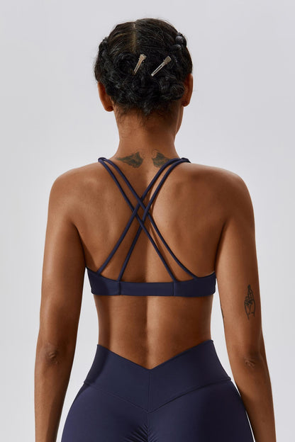 Serenity Strappy Sports Bra - Navy