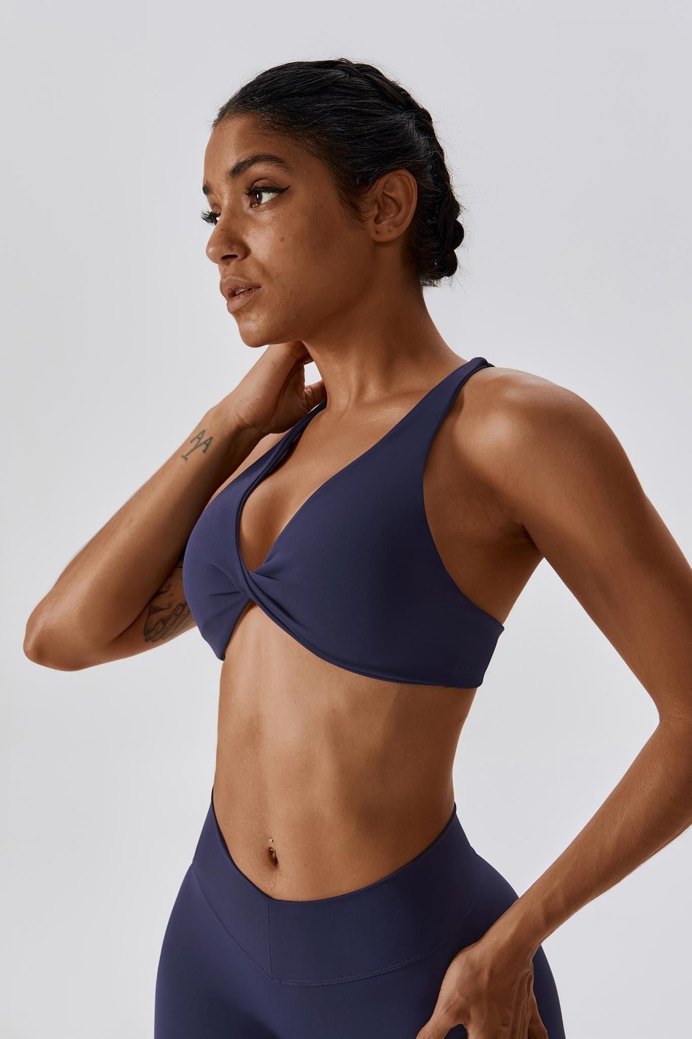 Serenity Strappy Sports Bra - Navy