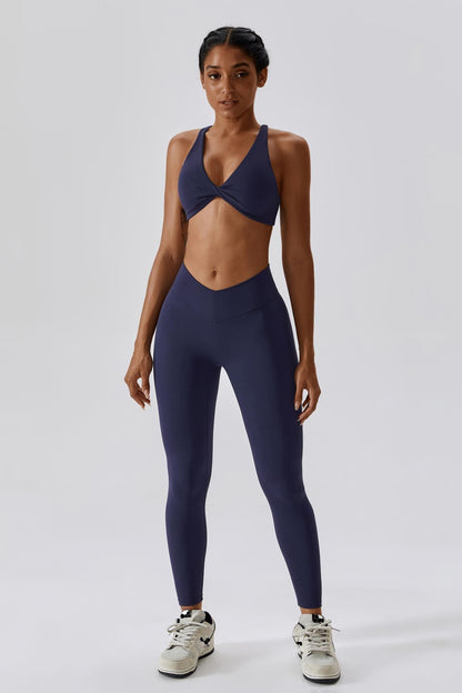 Serenity Strappy Sports Bra - Navy