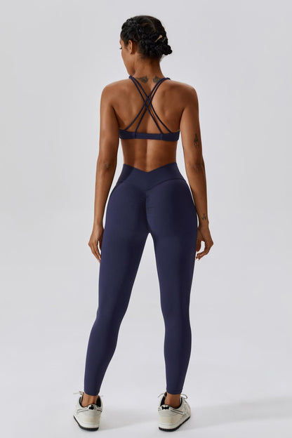 Serenity Strappy Sports Bra - Navy