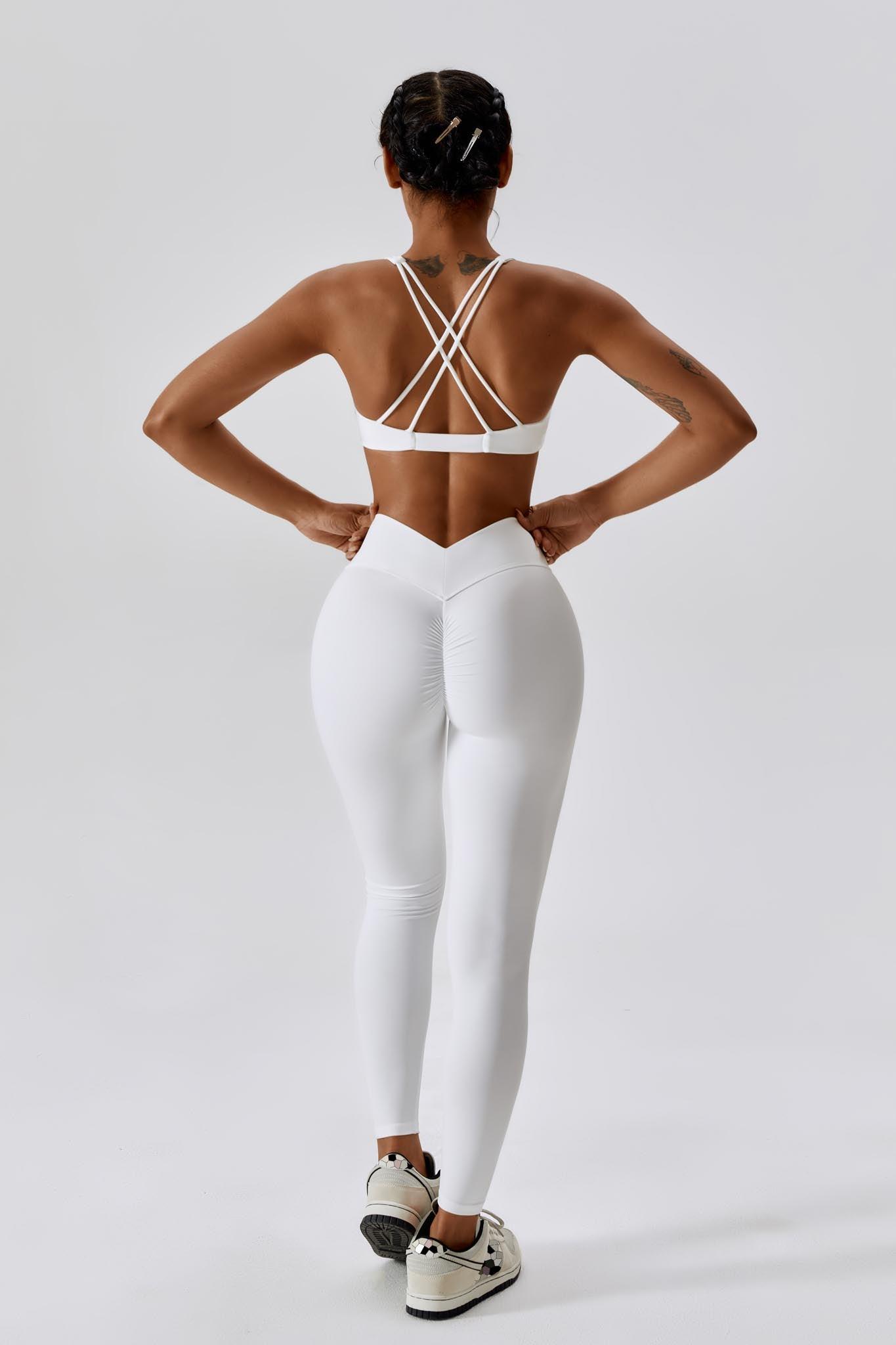 Serenity Strappy Sports Bra - White