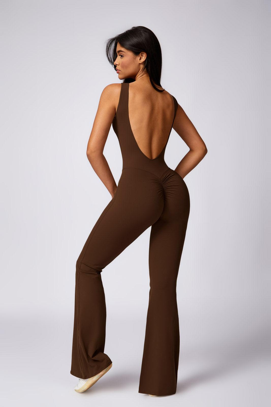 Stella Flared Jumpsuit - Brown