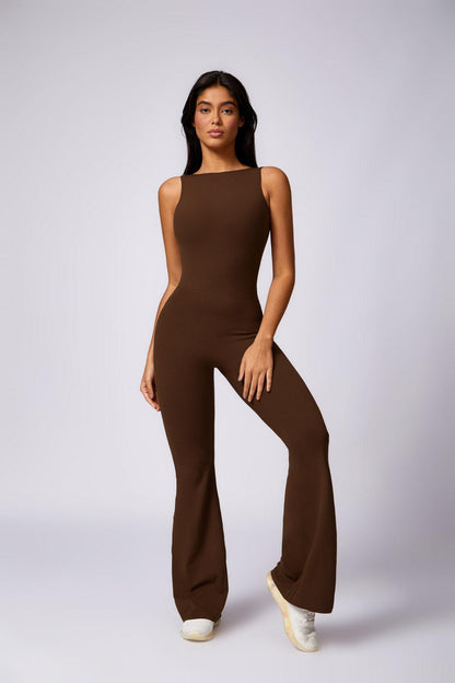 Stella Flared Jumpsuit - Brown