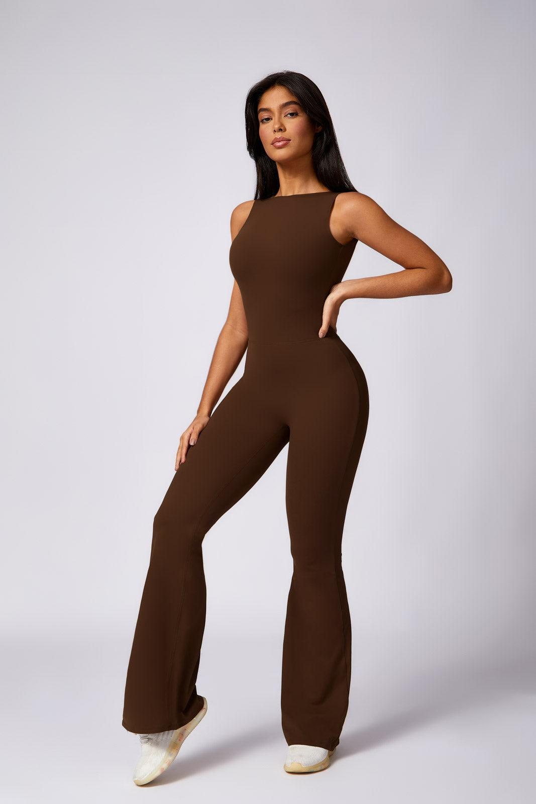 Stella Flared Jumpsuit - Brown