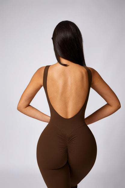 Stella Flared Jumpsuit - Brown