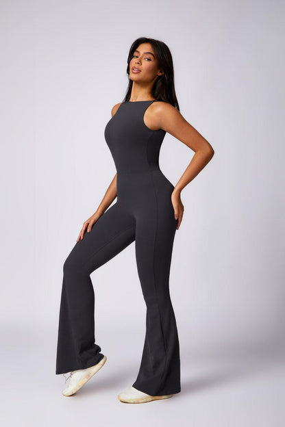 Stella Flared Jumpsuit - Charcoal