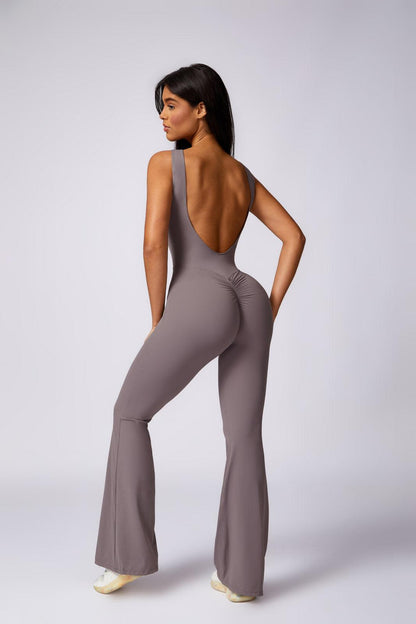 Stella Flared Jumpsuit - Taupe