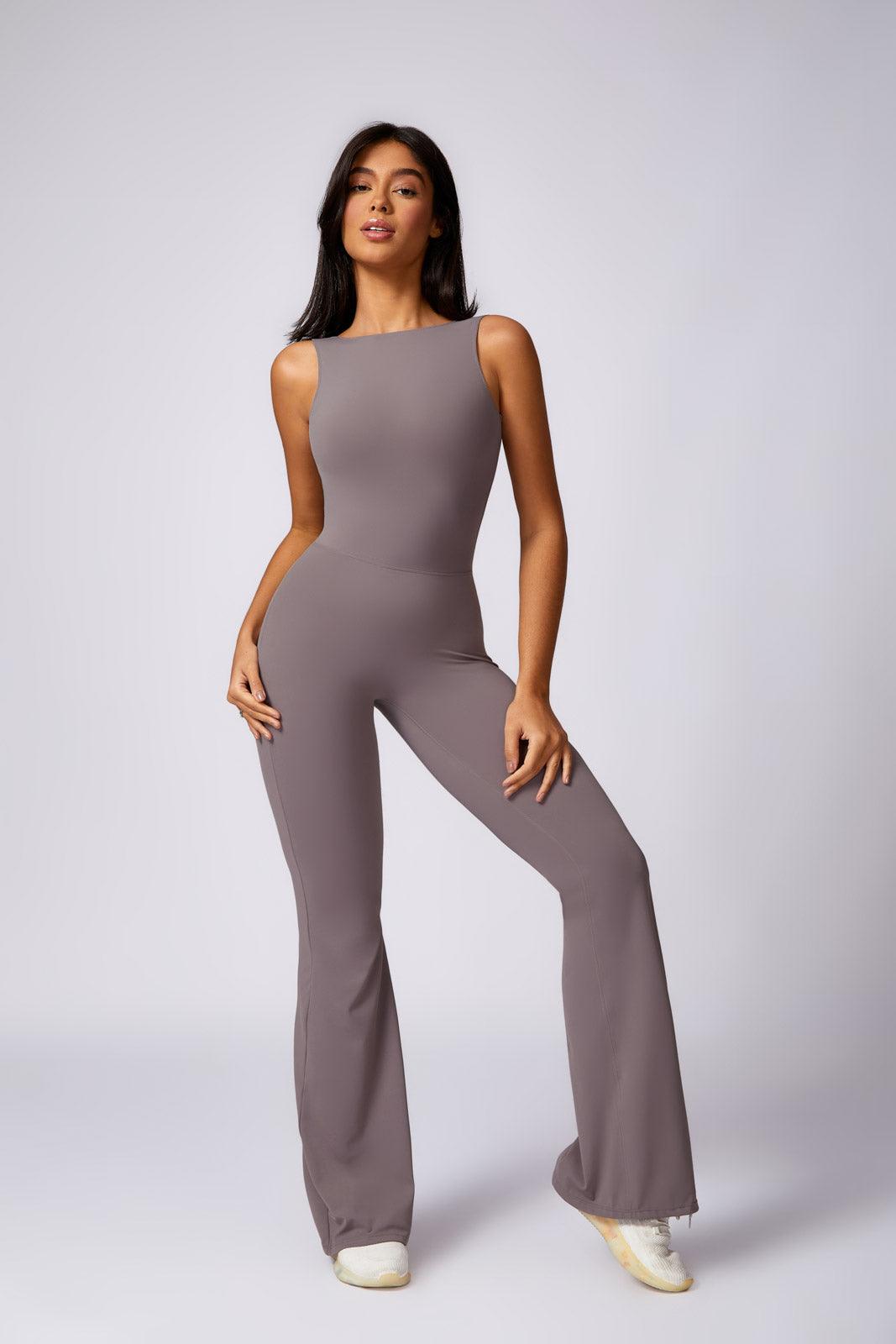 Stella Flared Jumpsuit - Taupe