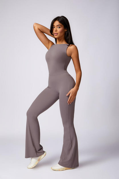 Stella Flared Jumpsuit - Taupe