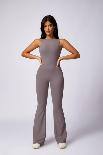 Stella Flared Jumpsuit - Taupe