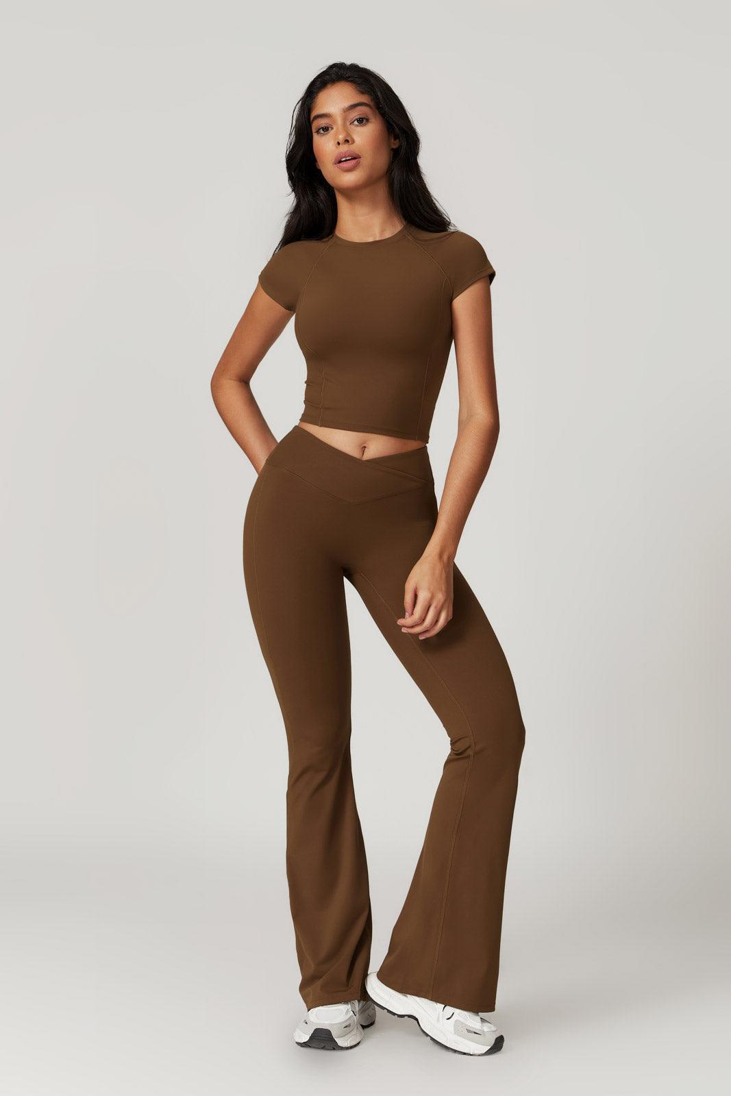 Zoe Flared Leggings - Brown