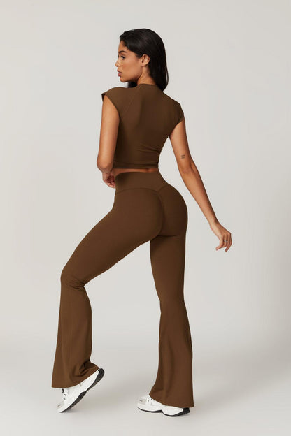 Zoe Flared Leggings - Brown