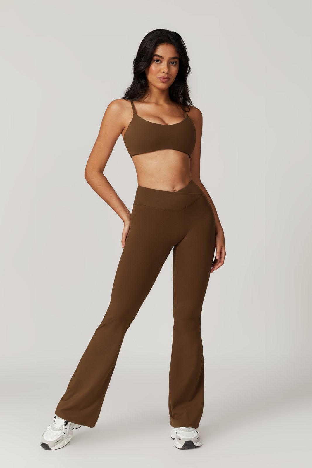 Zoe Flared Leggings - Brown