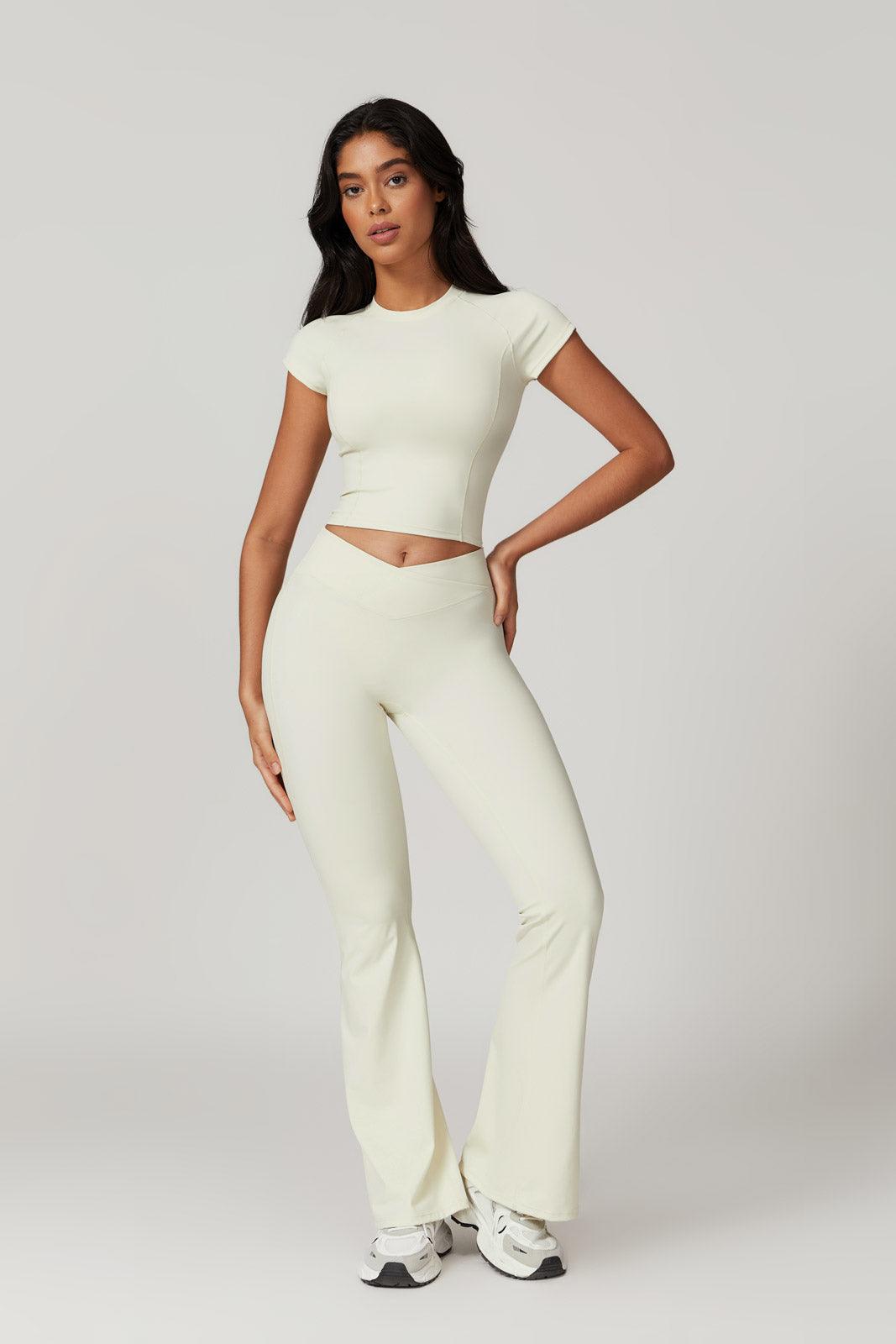 Zoe Flared Leggings - Cream