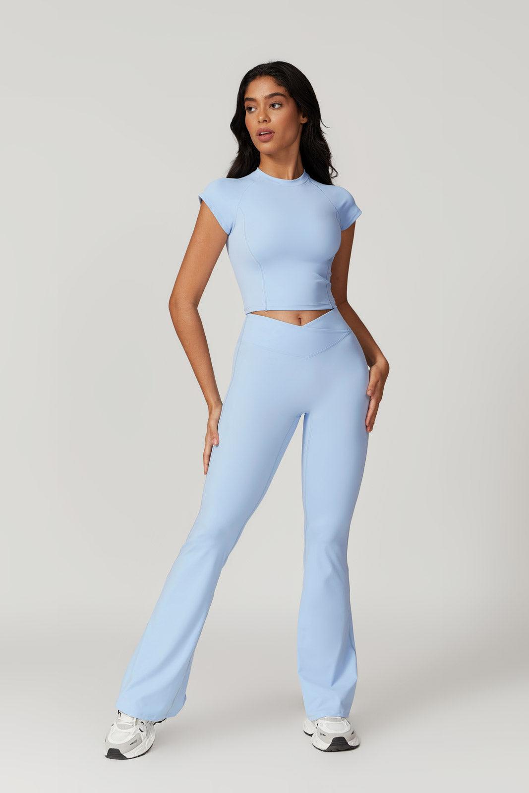 Zoe Flared Leggings - Ice Blue